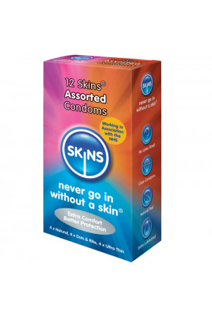 SKINS CONDOMS ASSORTED 12 PACK