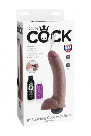 KING COCK SQUIRTING BROWN 9"