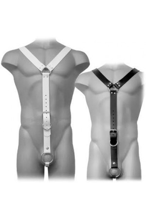 LEATHER BODY HARNESS MEN WHITE